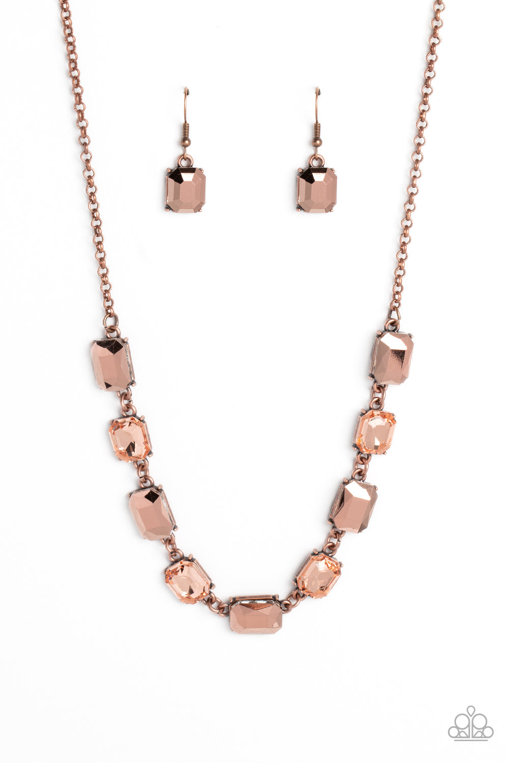Emerald Envy - Copper Gem Short Necklace
