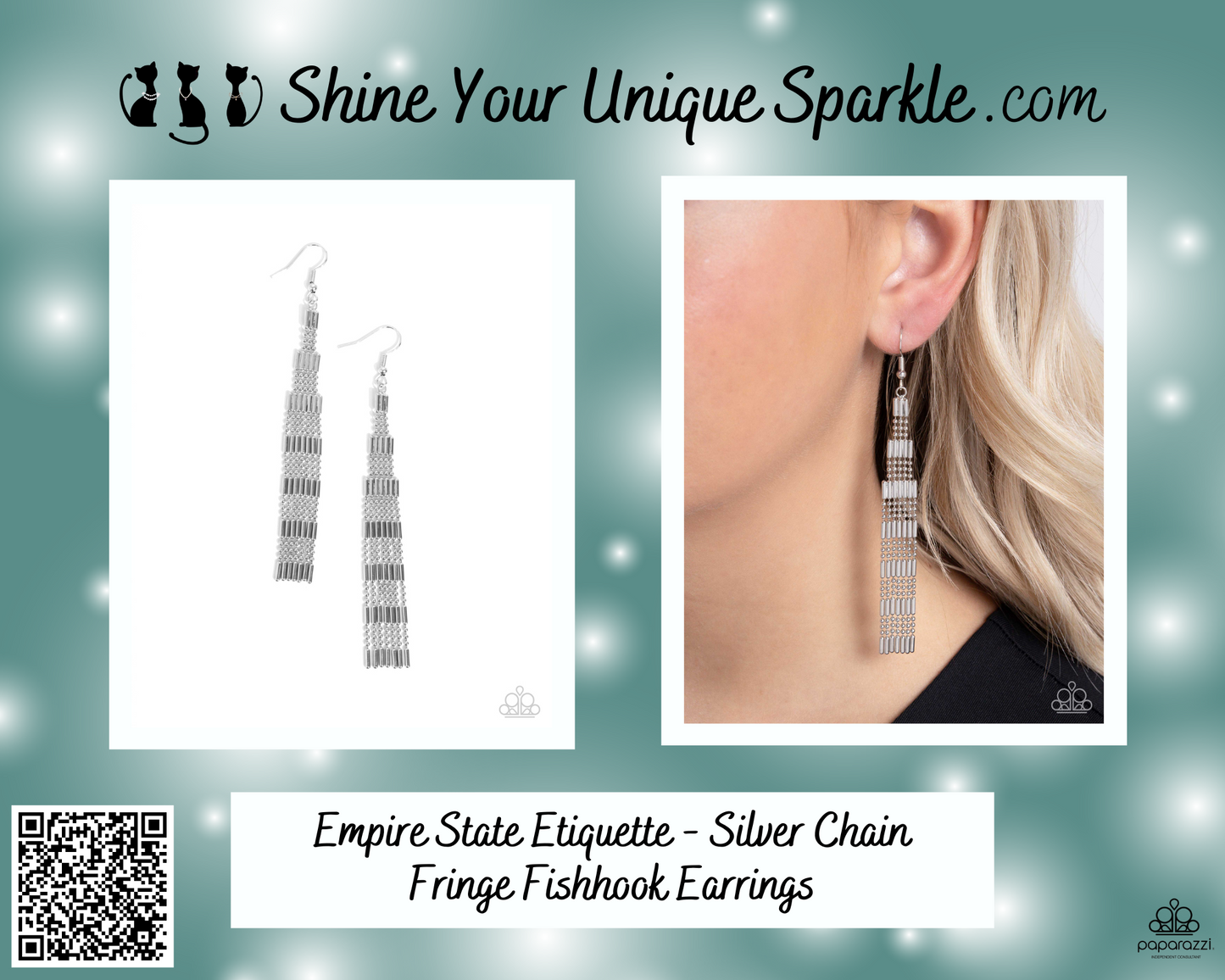 Empire State Etiquette - Silver Chain Fringe Fishhook Earrings