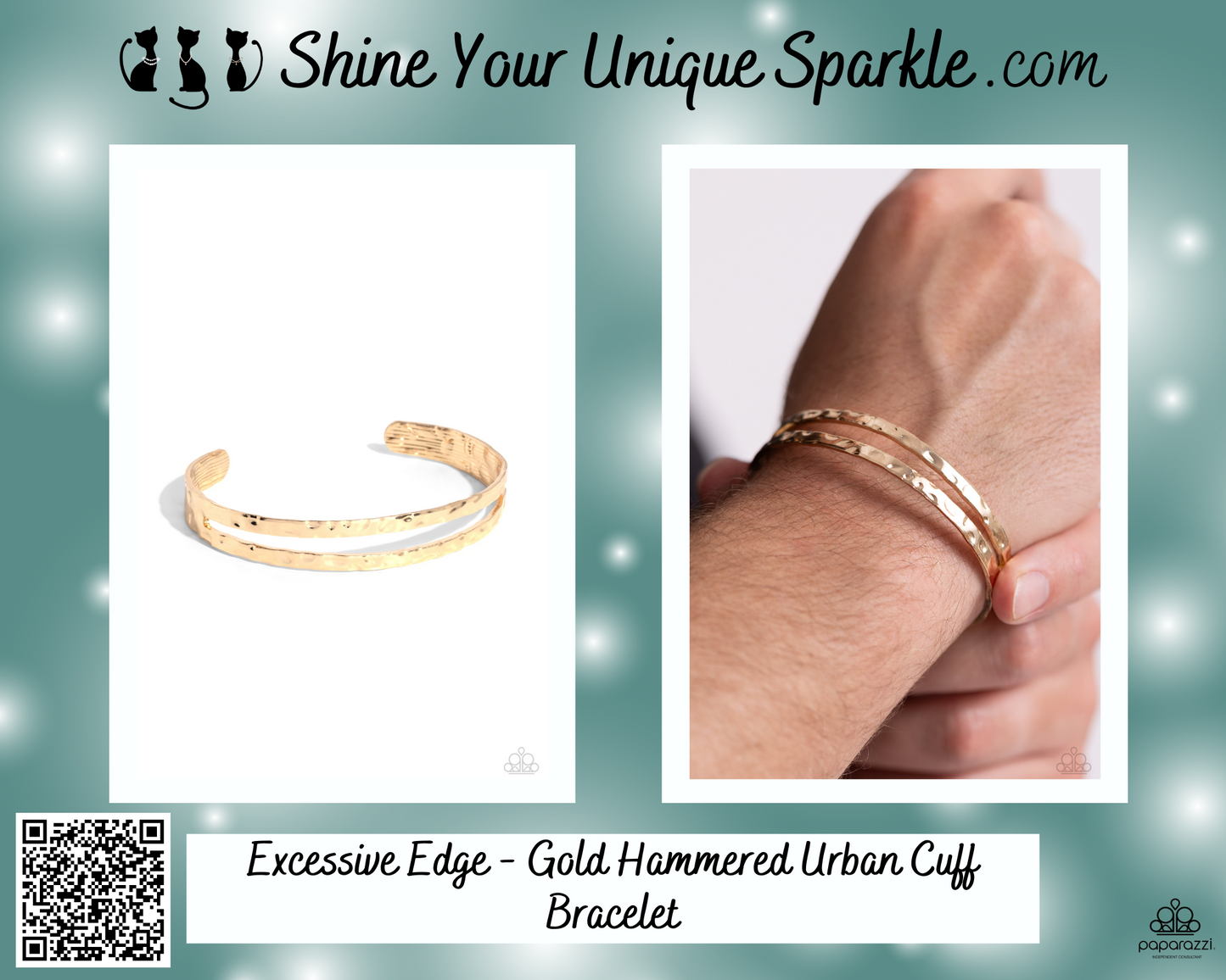 Excessive Edge - Gold Hammered Urban Cuff Bracelet
