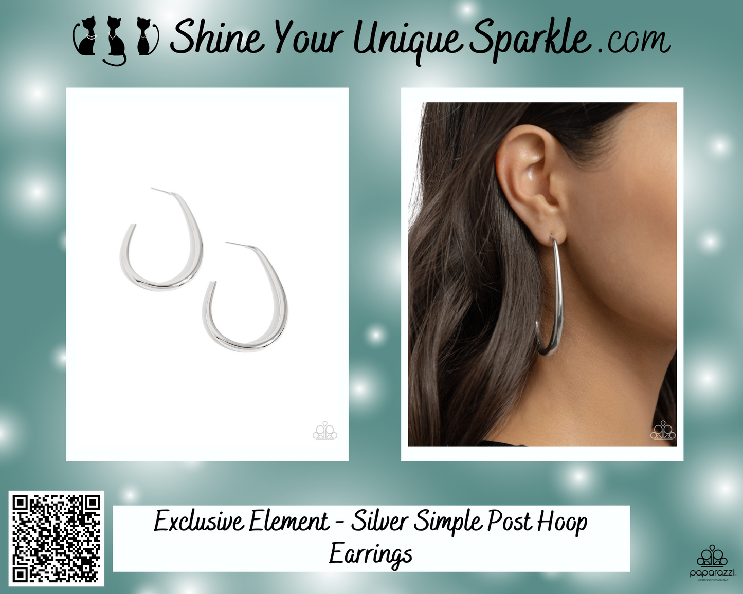 Exclusive Element - Silver Simple Post Hoop Earrings
