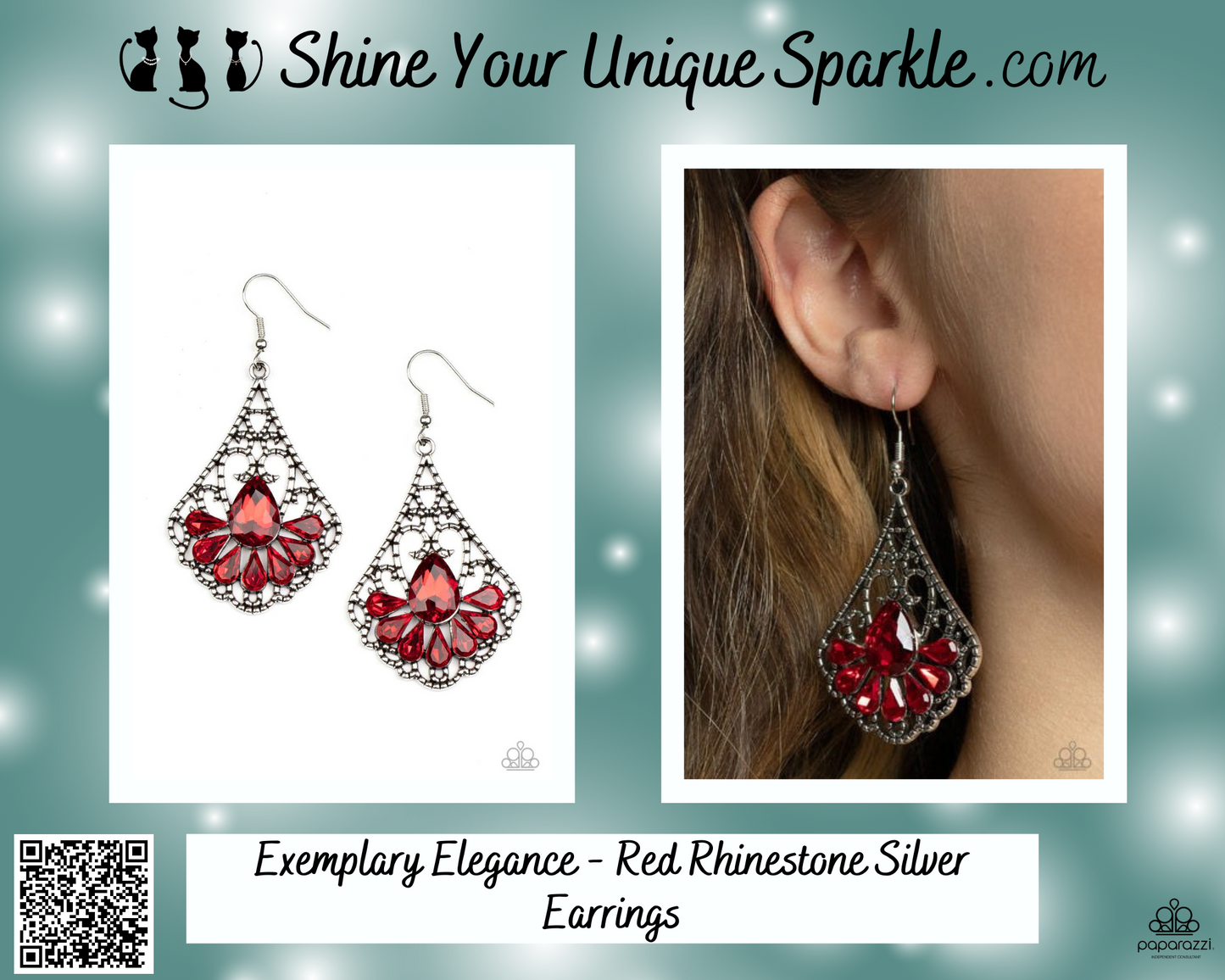 Exemplary Elegance - Red Rhinestone Silver Earrings