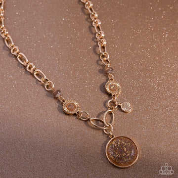 FLECKS Big Thing - Brown Disc Gold Short Necklace
