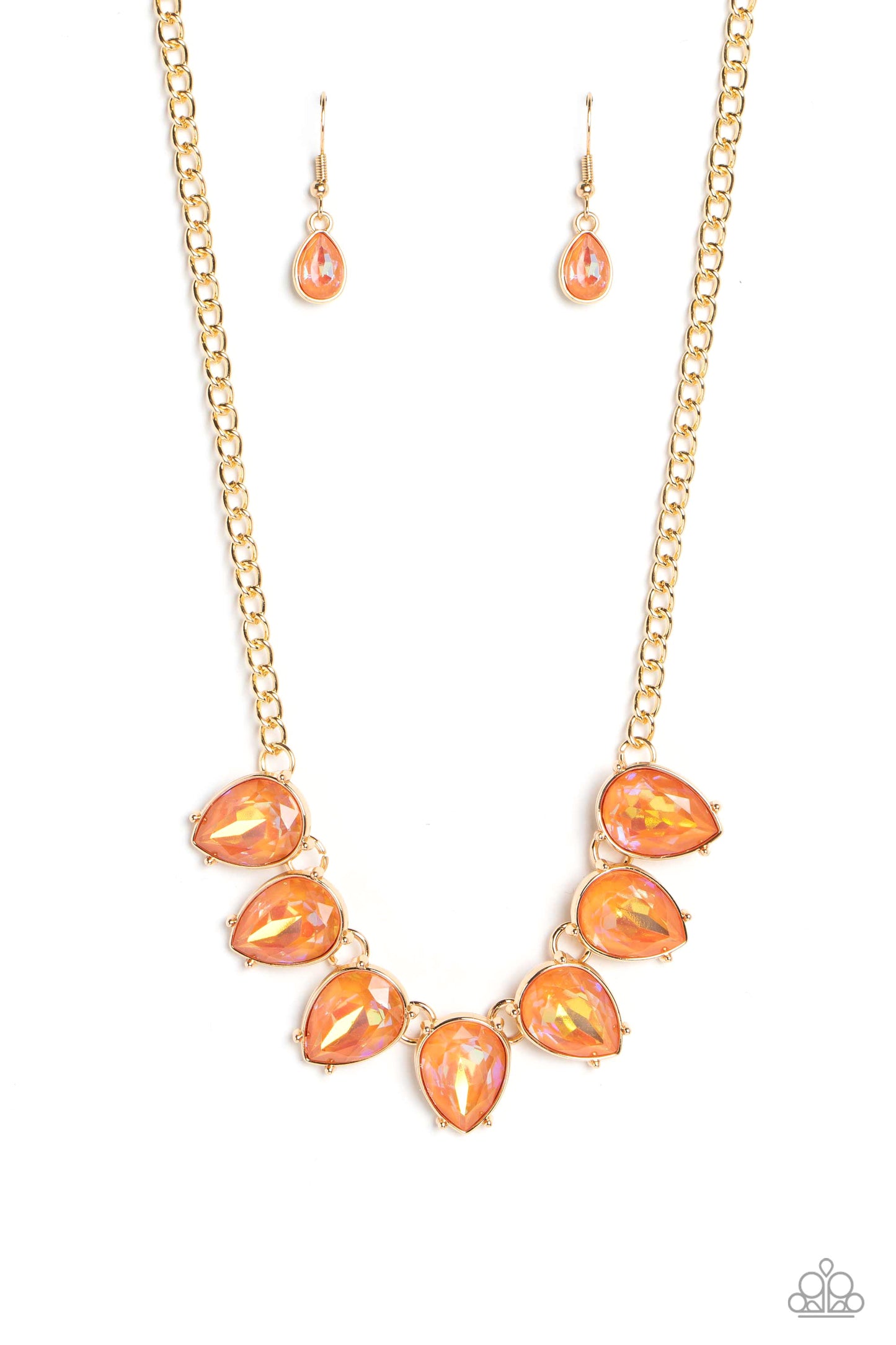 FLIRTY Dancing - Orange Gem Gold Short Necklace