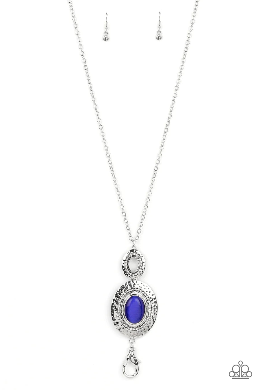Fairytale Finesse - Blue Cat's Eye Silver Oval Lanyard Necklace