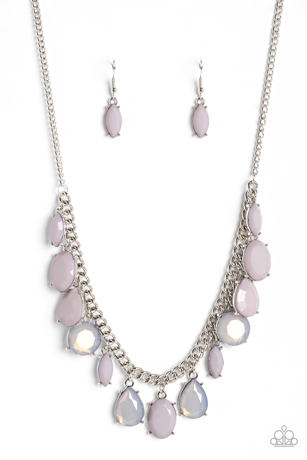 Fairytale Fortuity - Silver Gray Lilac Bead Short Necklace