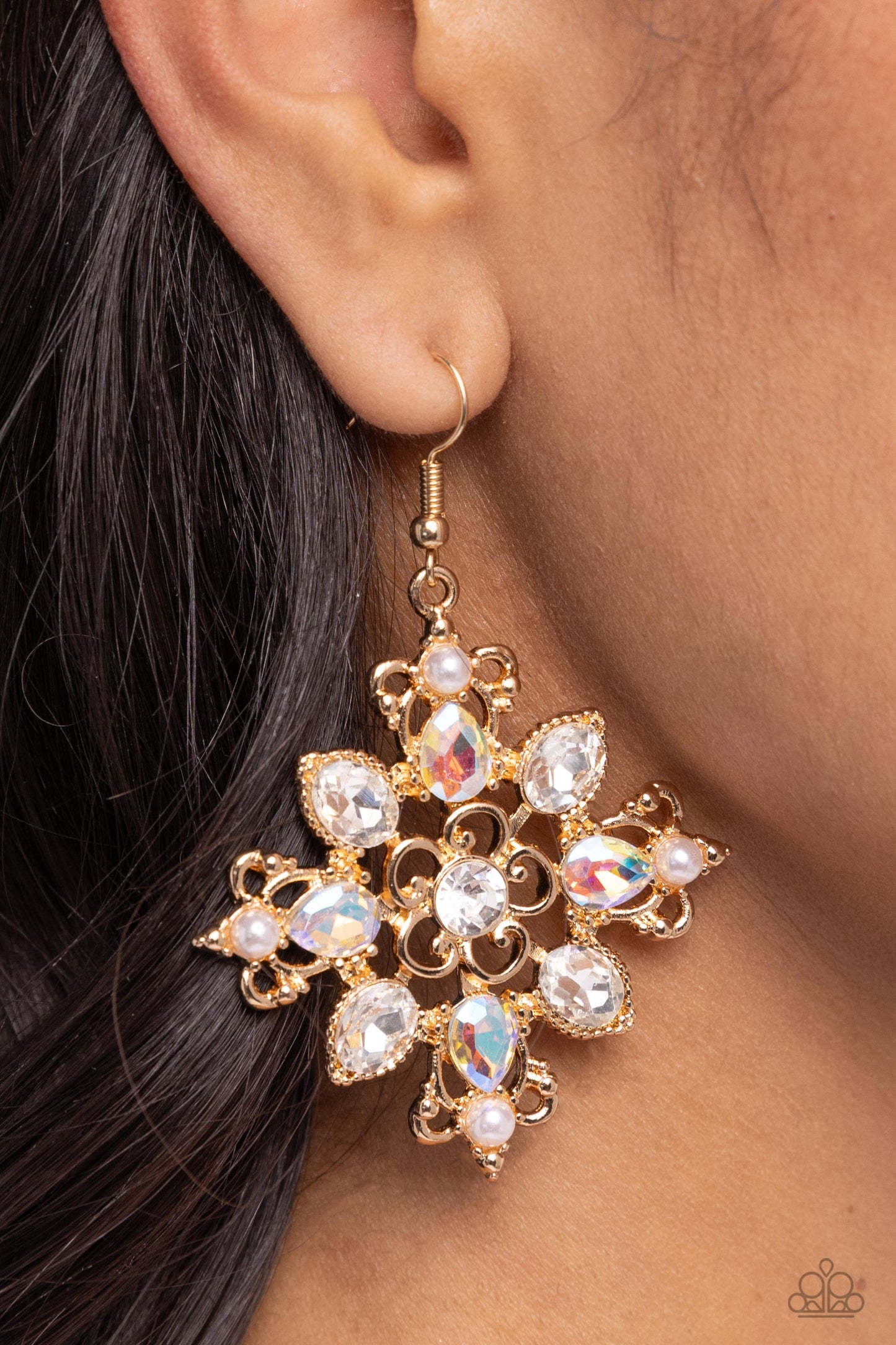 Fancy-Free Florals - Gold UV Gem Fishhook Earrings