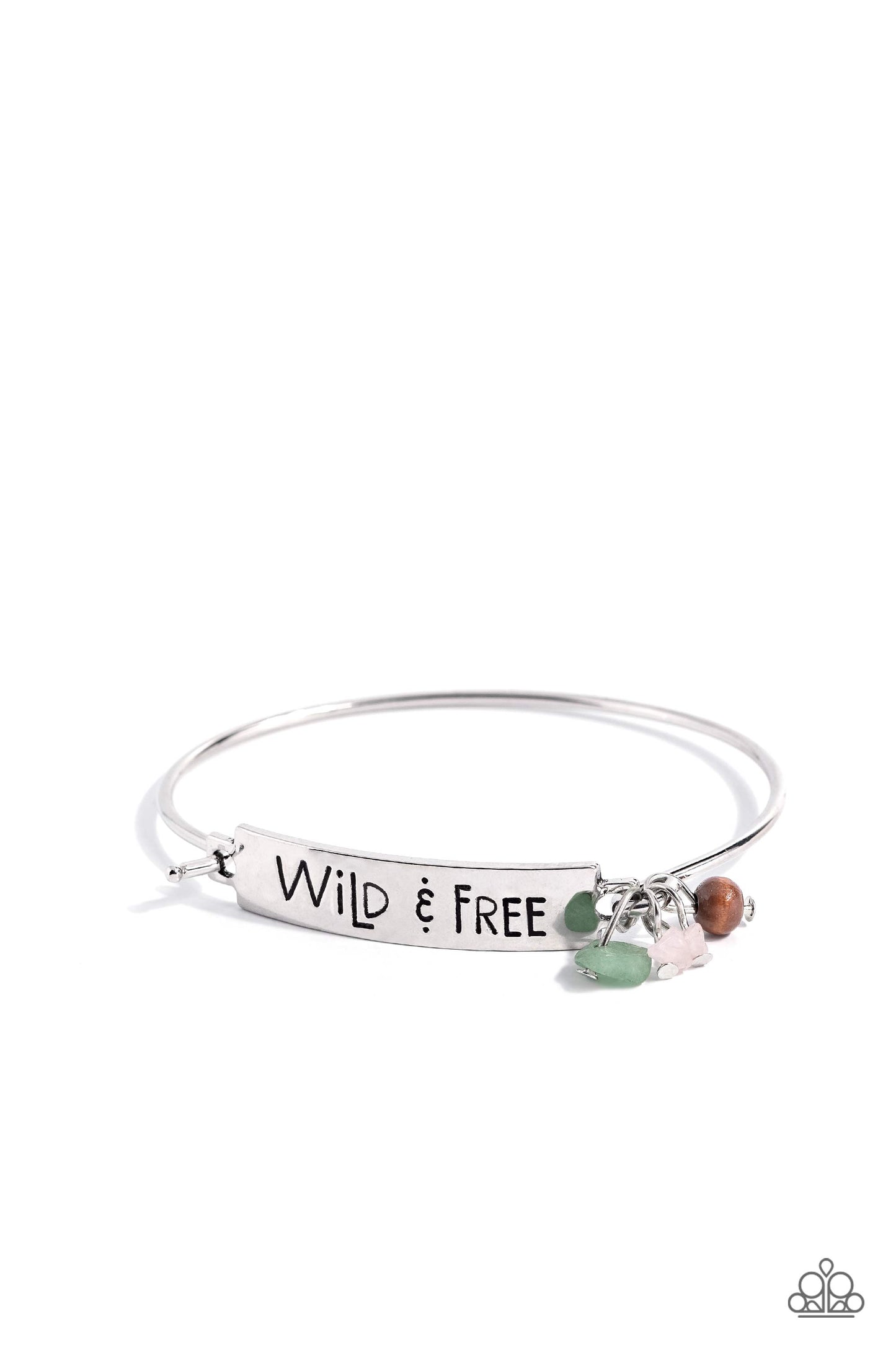 PERFECT MATCH / SET: Sense of Direction - Pink and Jade Stone Compass Silver Layered Short Necklace AND Fearless Fashionista - Pink and Green Stone Wild & Free Inspirational Bangle Bracelet