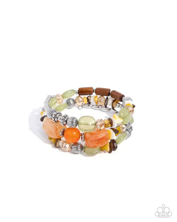 Feeling Alive - Multi Shell, Crystal, Wood, Acrylic and Silver Beads Earthy Coil Bracelet - 2024 Convention Exclusive
