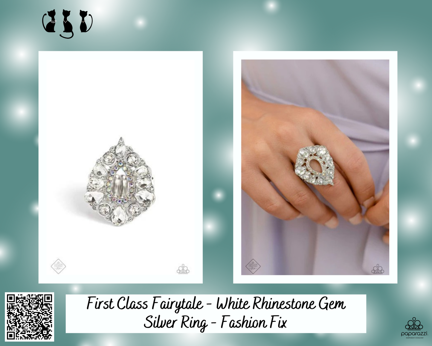 First Class Fairytale - White Rhinestone Gem Silver Ring - Fashion Fix
