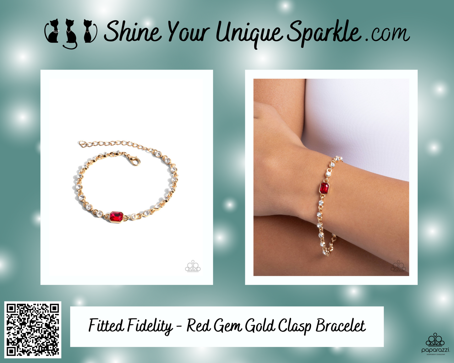 Fitted Fidelity - Red Gem Gold Clasp Bracelet