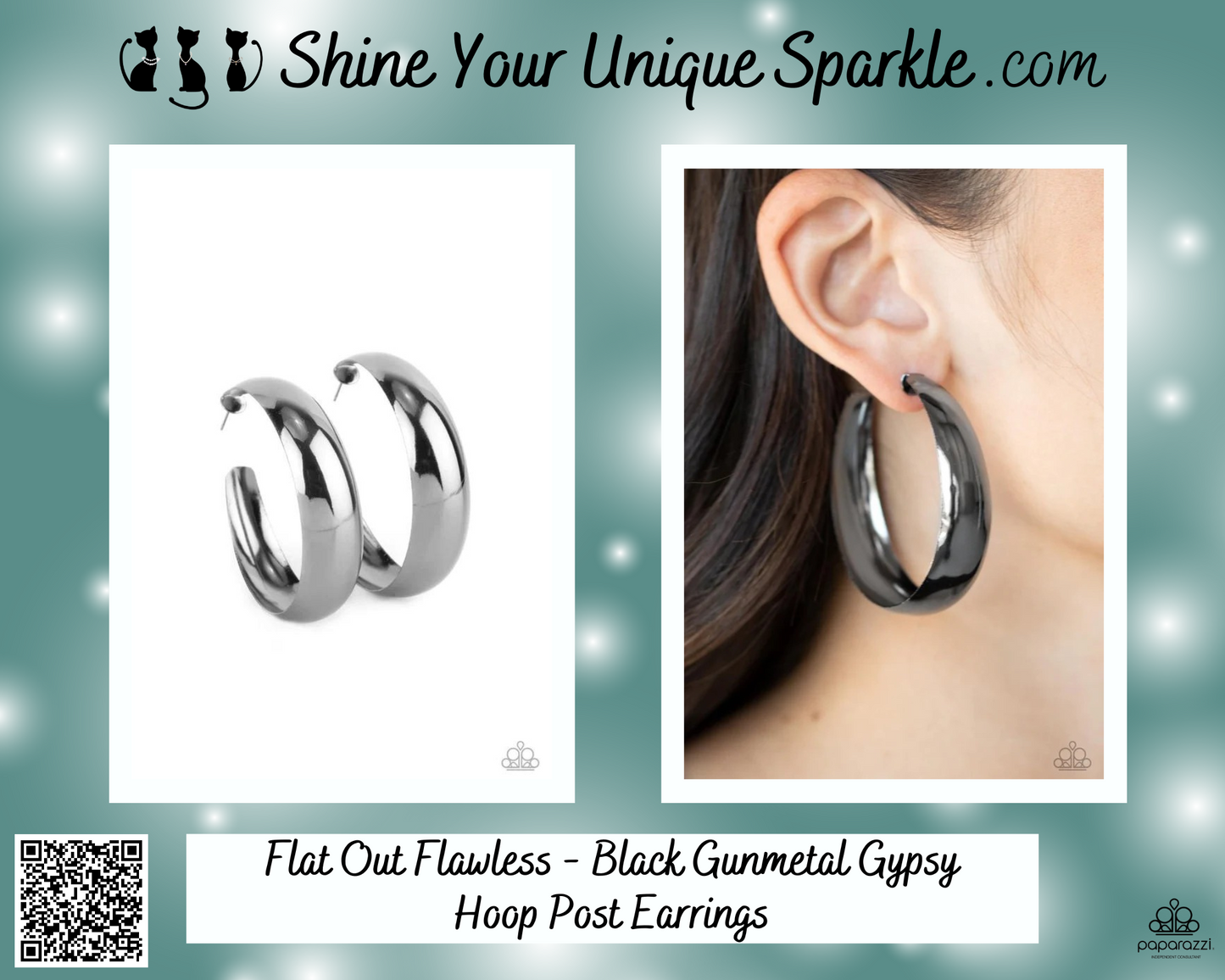 Flat Out Flawless - Black Gunmetal Gypsy Hoop Post Earrings