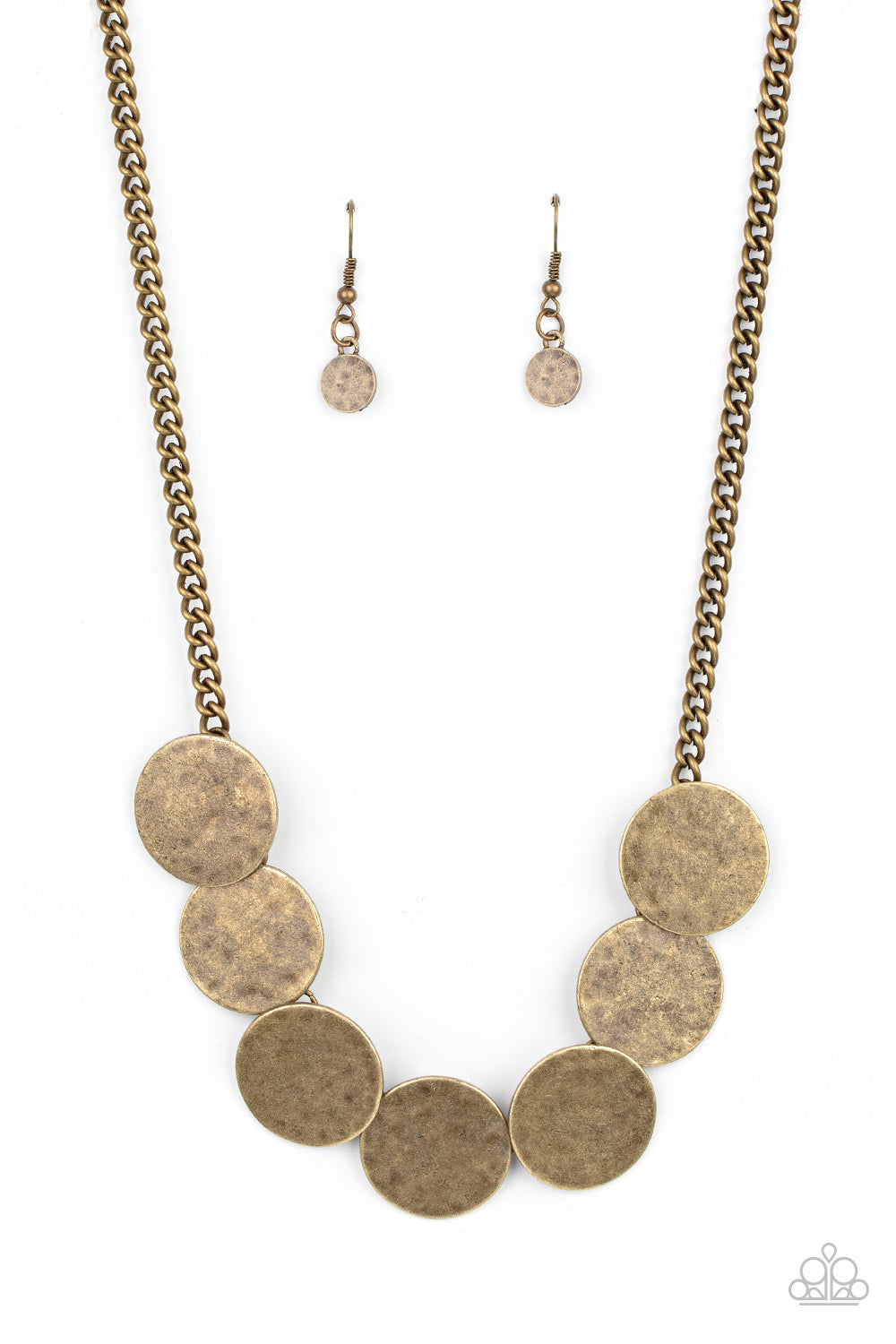 Flip a Coin - Brass Hammered Disc Short Necklace