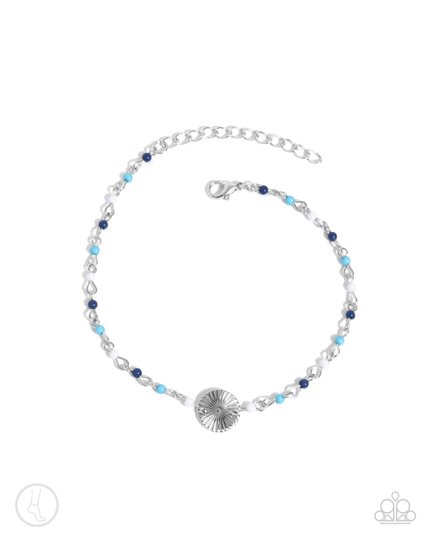 Florida Freestyle - Blue Bead Silver Accent Anklet