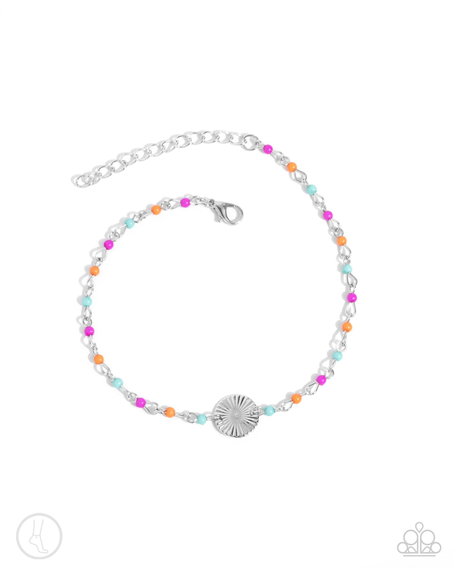 Florida Freestyle - Multi Color Bead Silver Accent Anklet