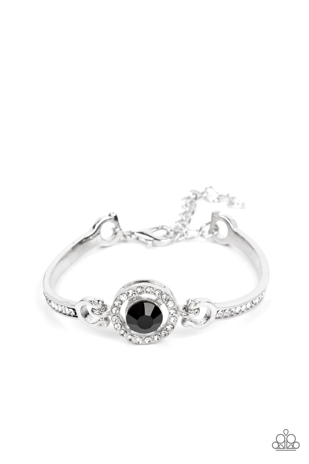 Focused and Fabulous - Black and White Rhinestone Silver Clasp Bracelet