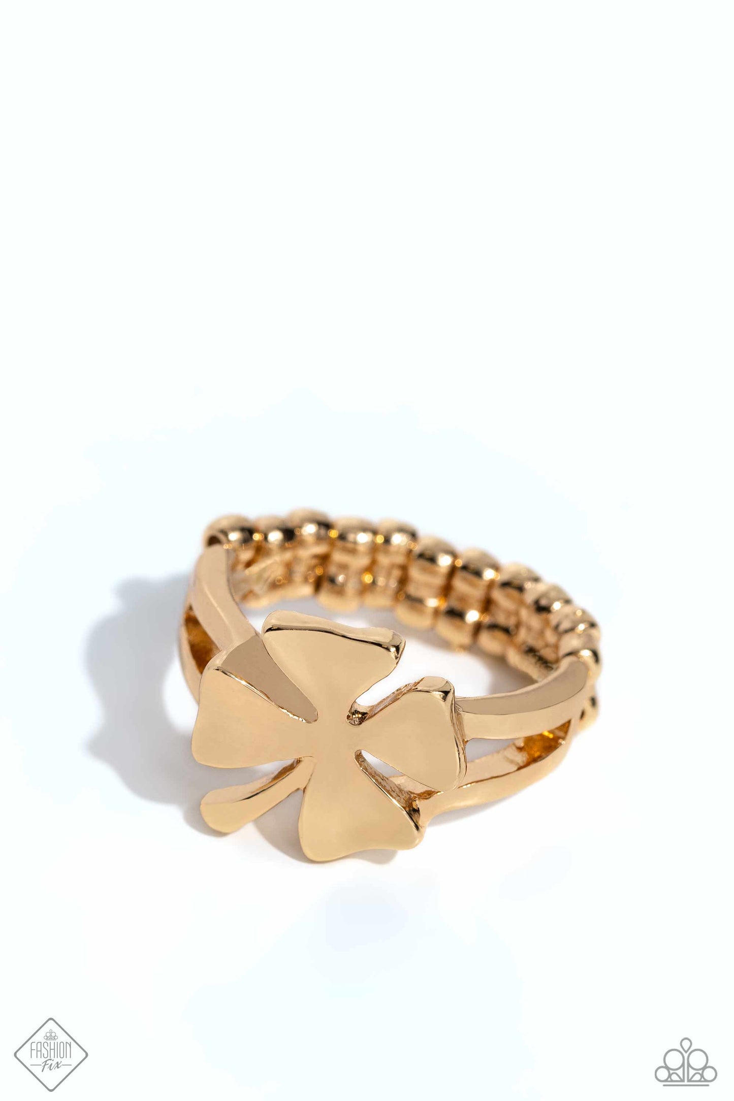 Framed Finish - Gold Shamrock Clover Ring - Fashion Fix