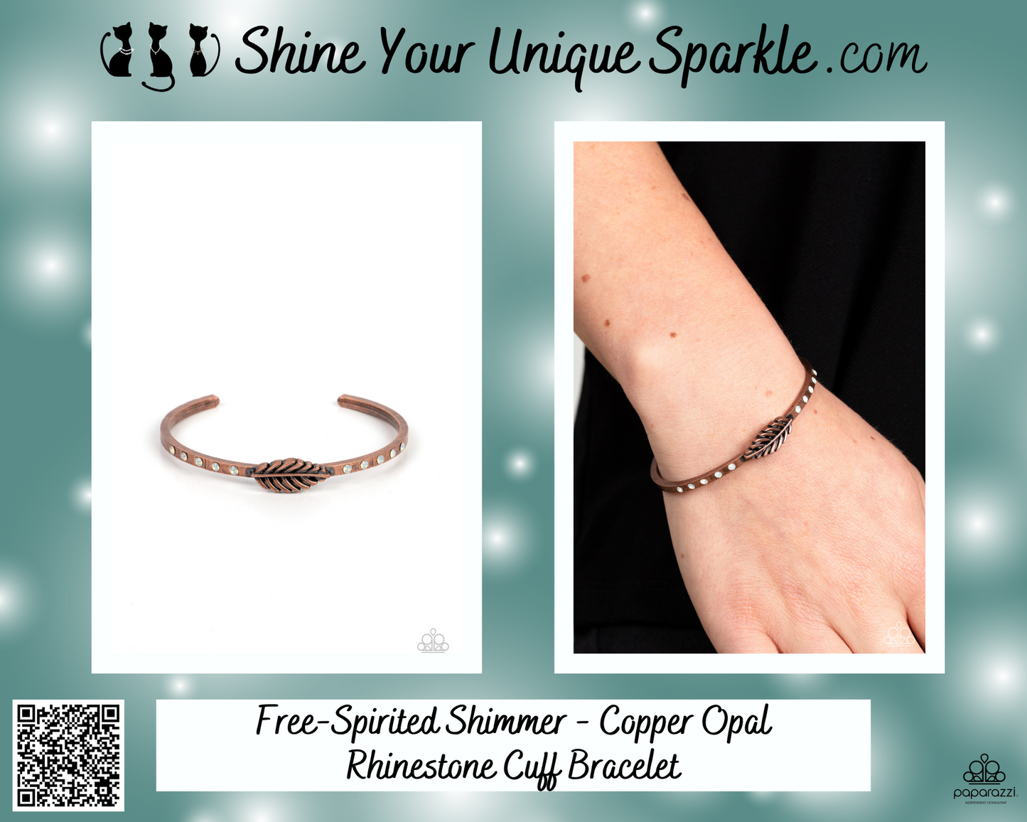 Free-Spirited Shimmer - Copper Opal Rhinestone Cuff Bracelet