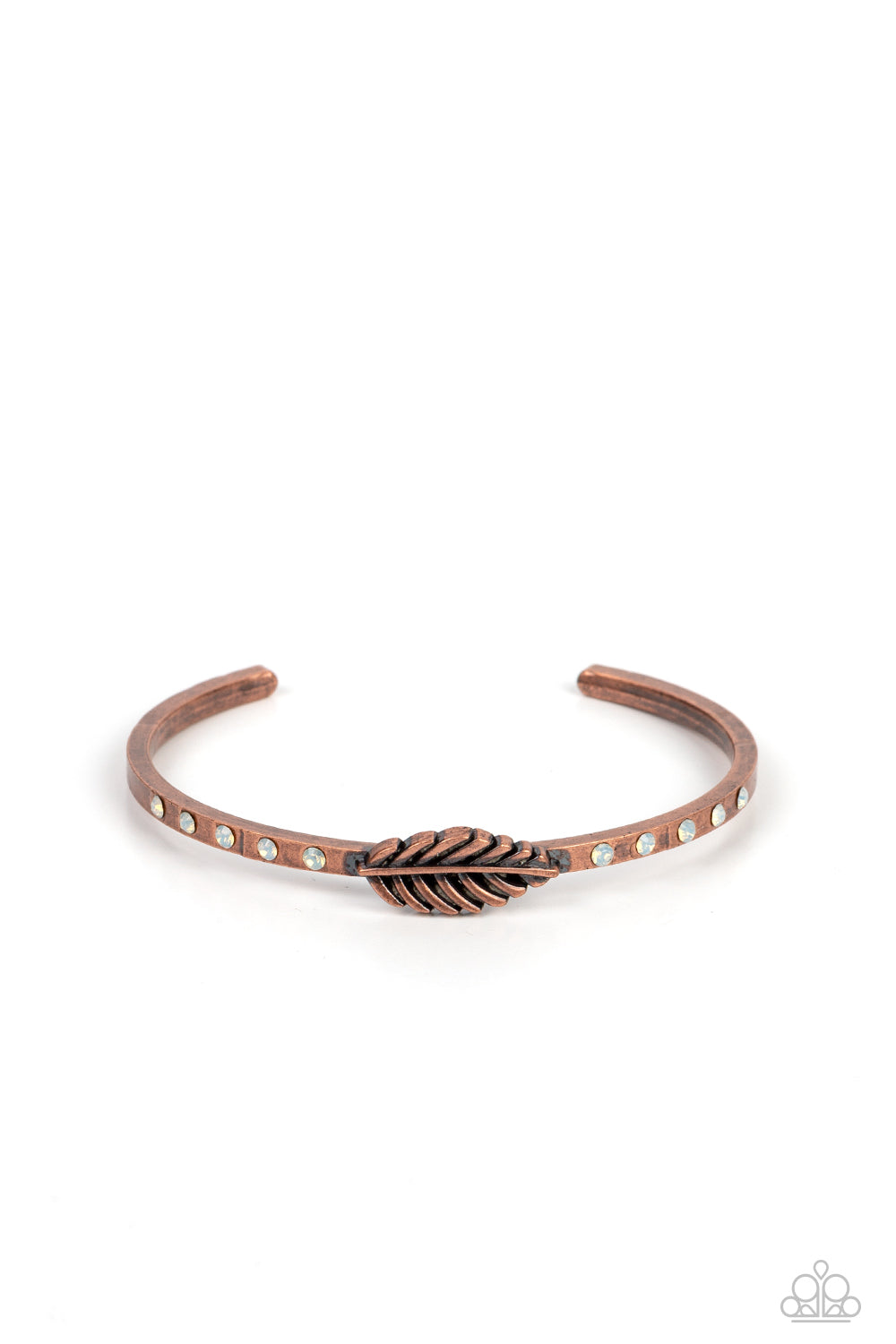 Free-Spirited Shimmer - Copper Opal Rhinestone Cuff Bracelet