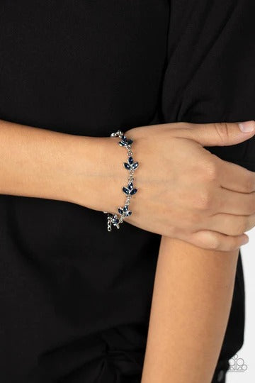 Gala Garland - Blue Rhinestone Silver Clasp Bracelet