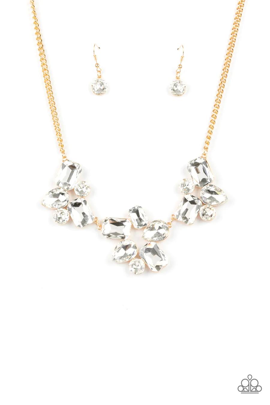 Galactic Goddess - Gold White Gem Short Necklace