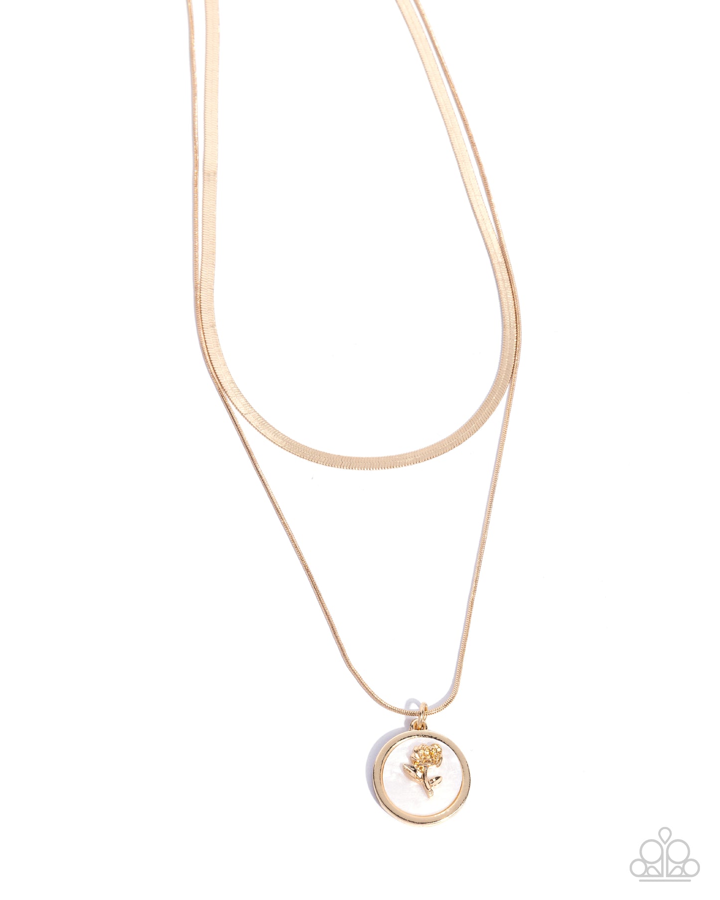 Garden Gallery - White Shell Silver Rose Layered Short Necklace