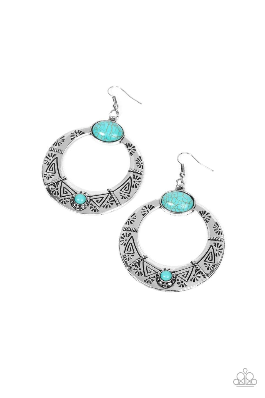 Garden Glyphs - Blue Turquoise Silver Fishhook Earrings