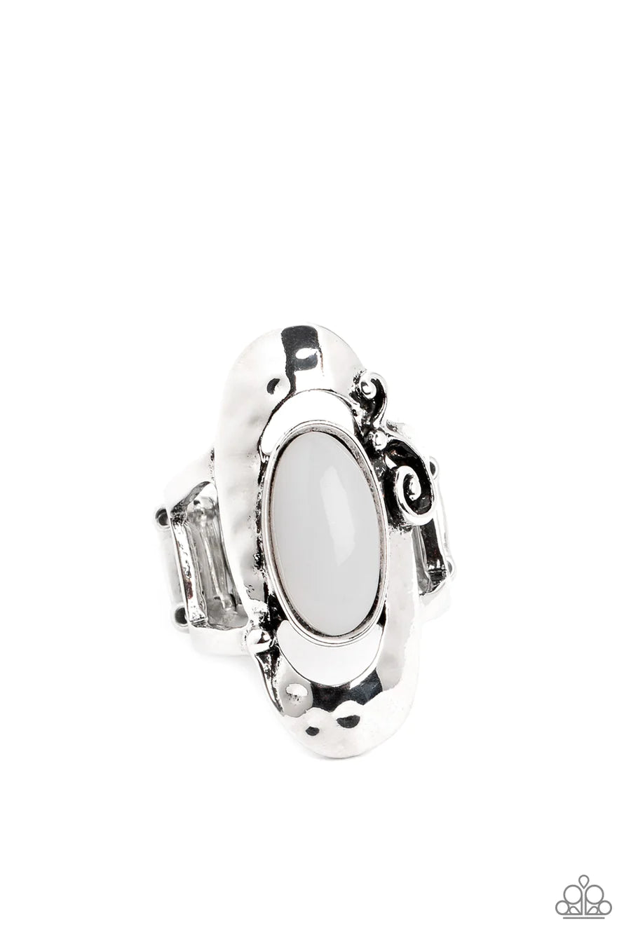 Garden Oasis - White Bead Silver Ring