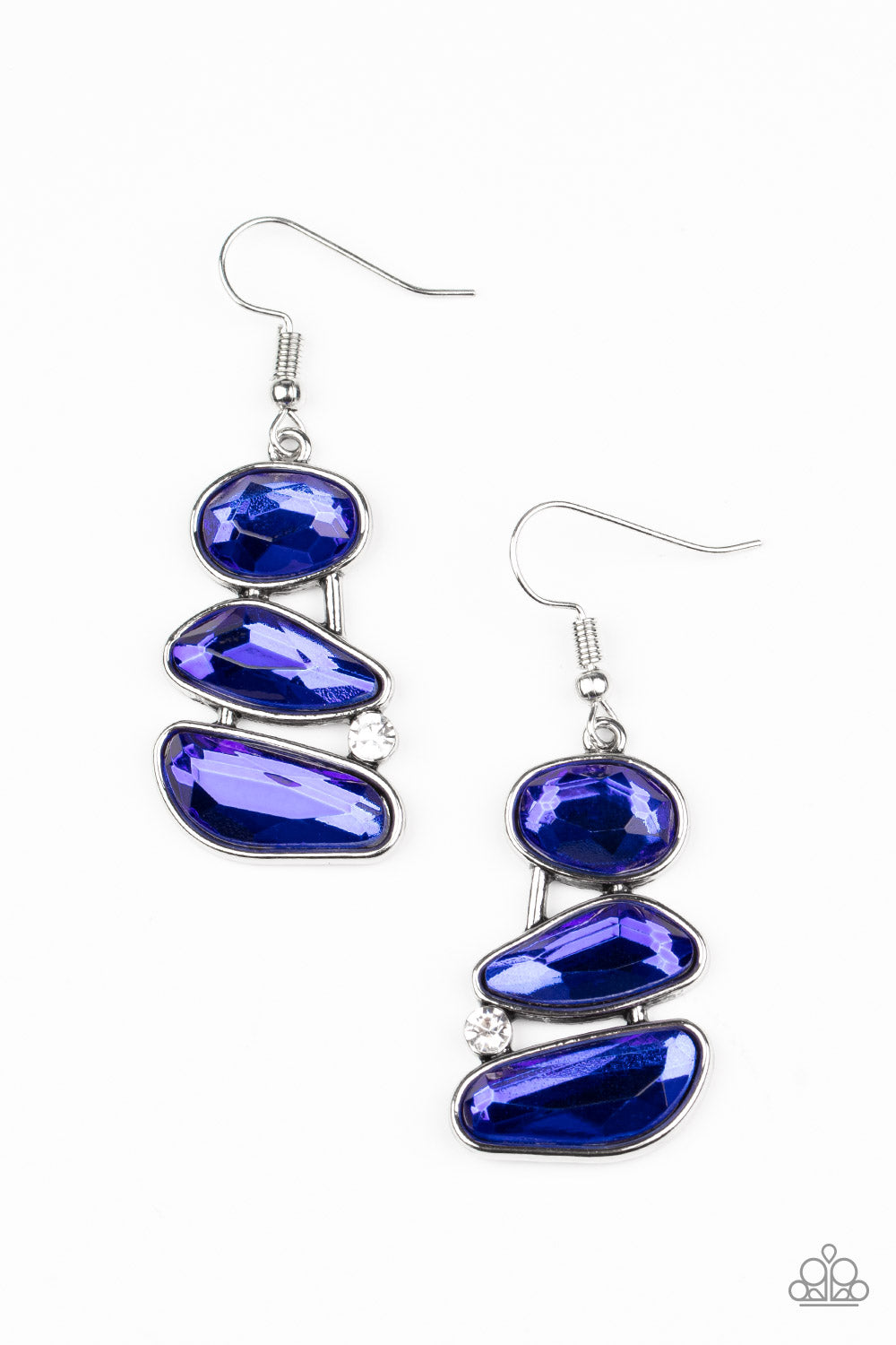 Gem Galaxy - Blue Gem Silver Fishhook Earrings