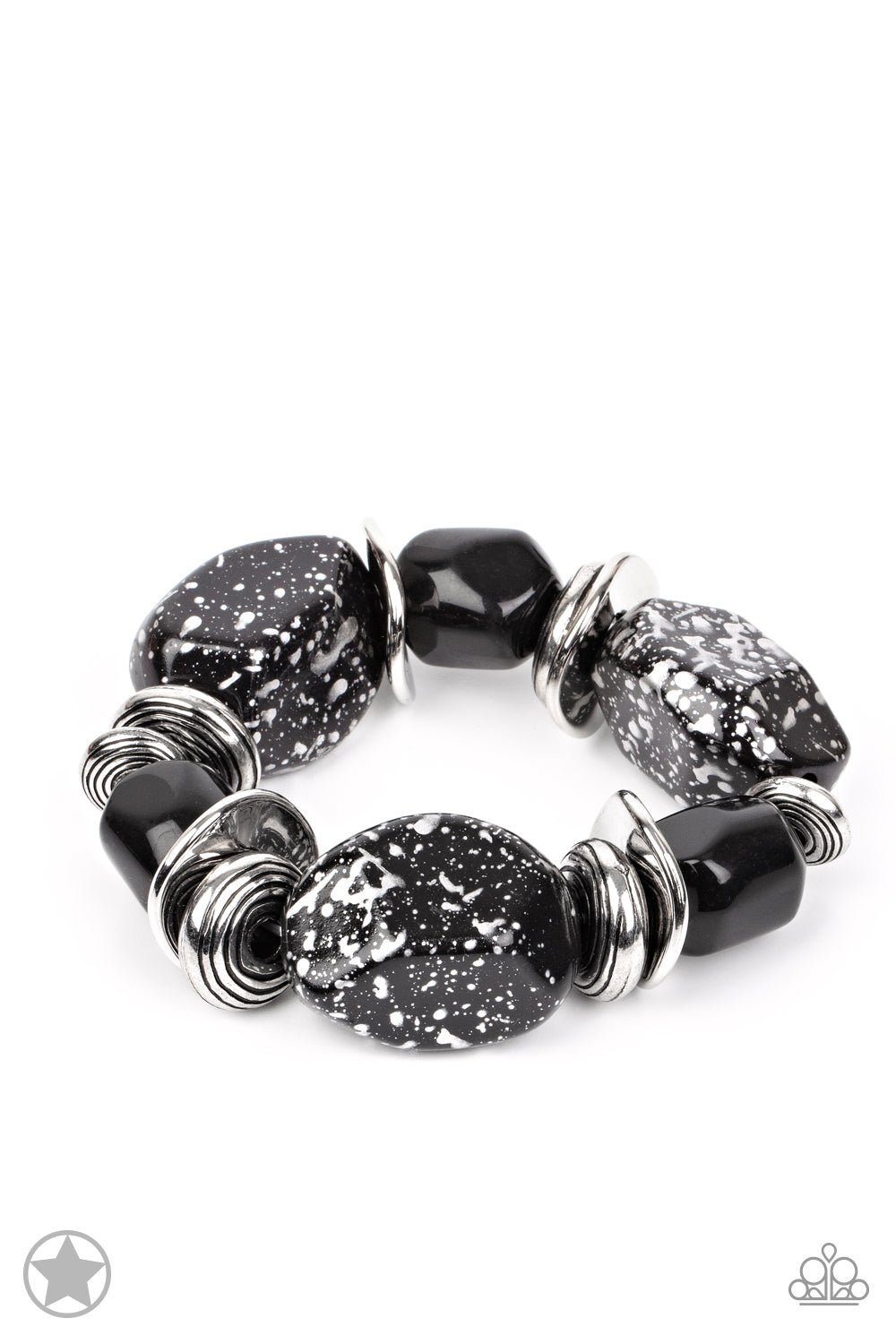 PERFECT MATCH / SET: In Good Glazes - Black Chunky Bead Blockbuster Short Necklace and Glaze of Glory - Black Chunky Bead Blockbuster Stretchy Bracelet