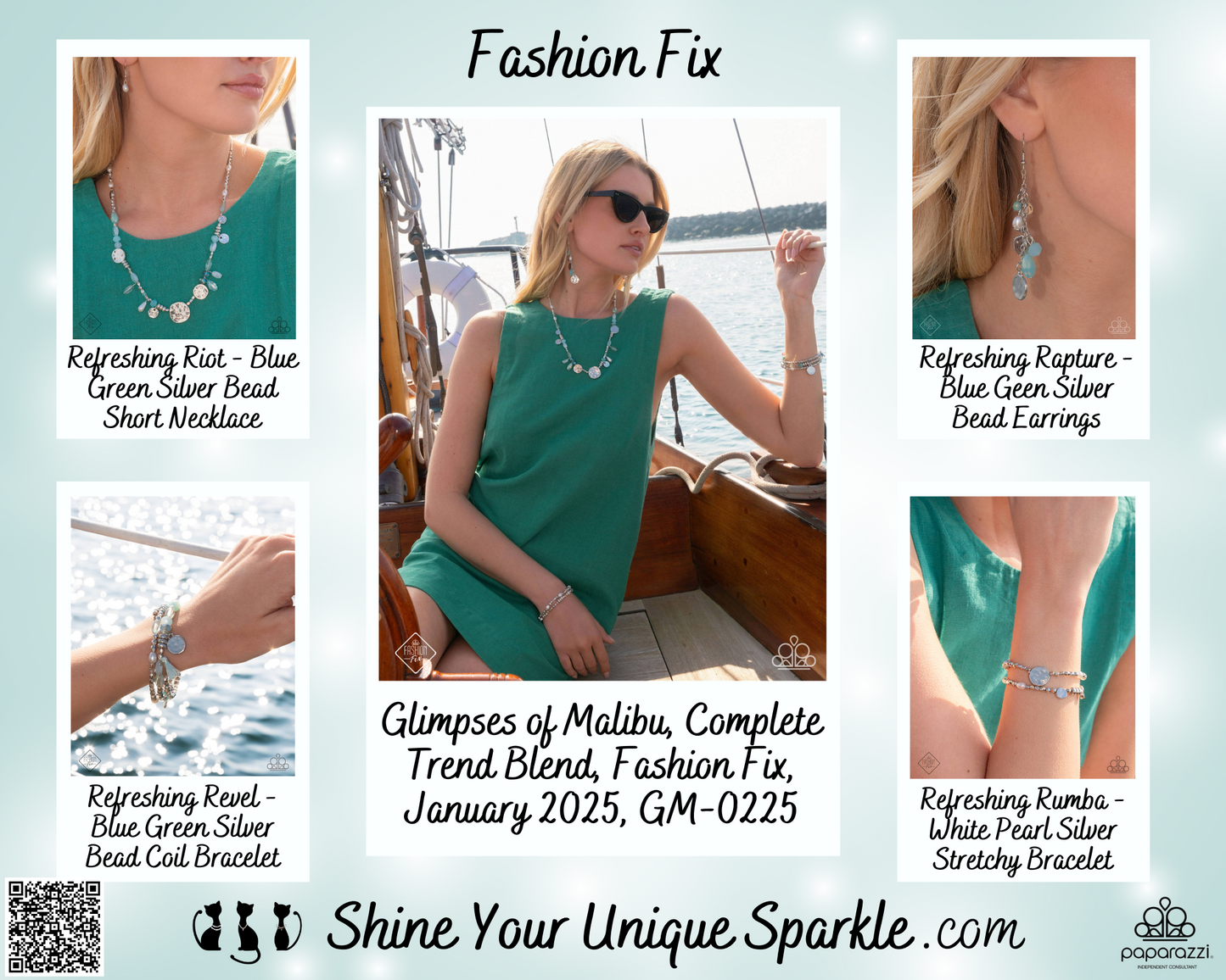 Refreshing Riot - Blue Green Silver Bead Short Necklace - Fashion Fix