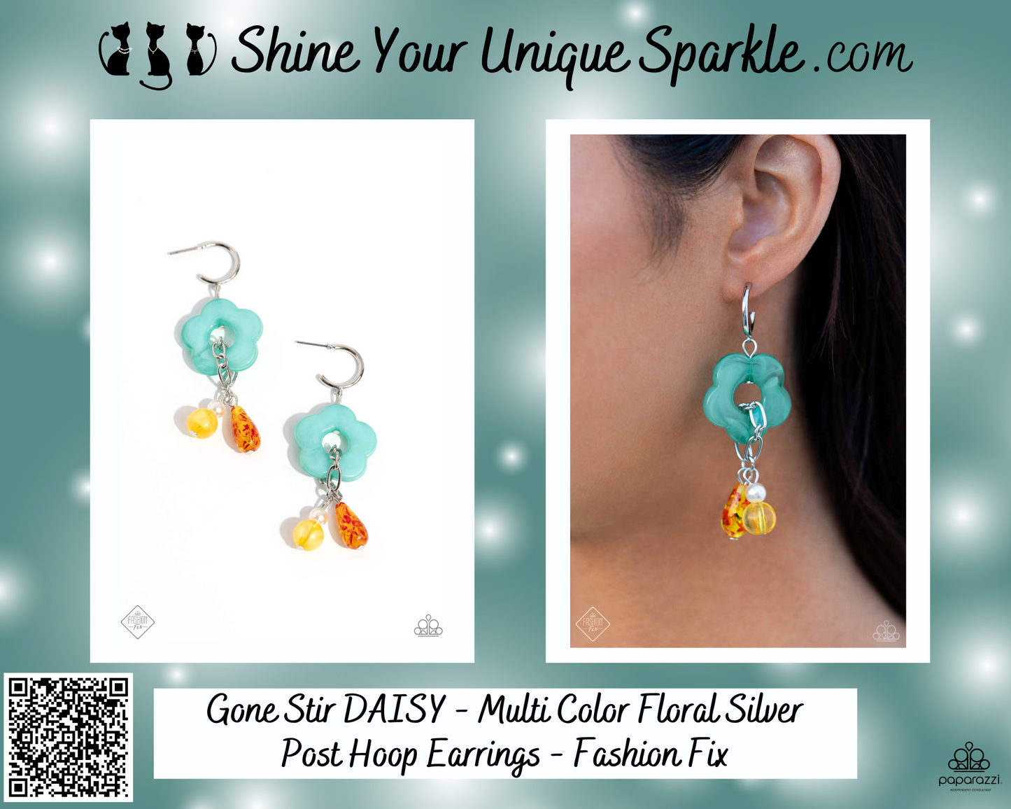 Gone Stir DAISY - Multi Color Floral Silver Post Hoop Earrings - Fashion Fix