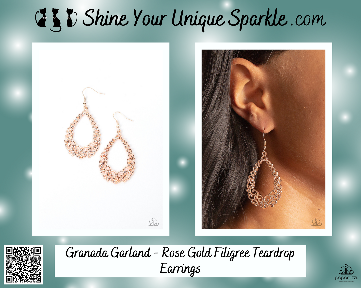 Granada Garland - Rose Gold Filigree Teardrop Earrings