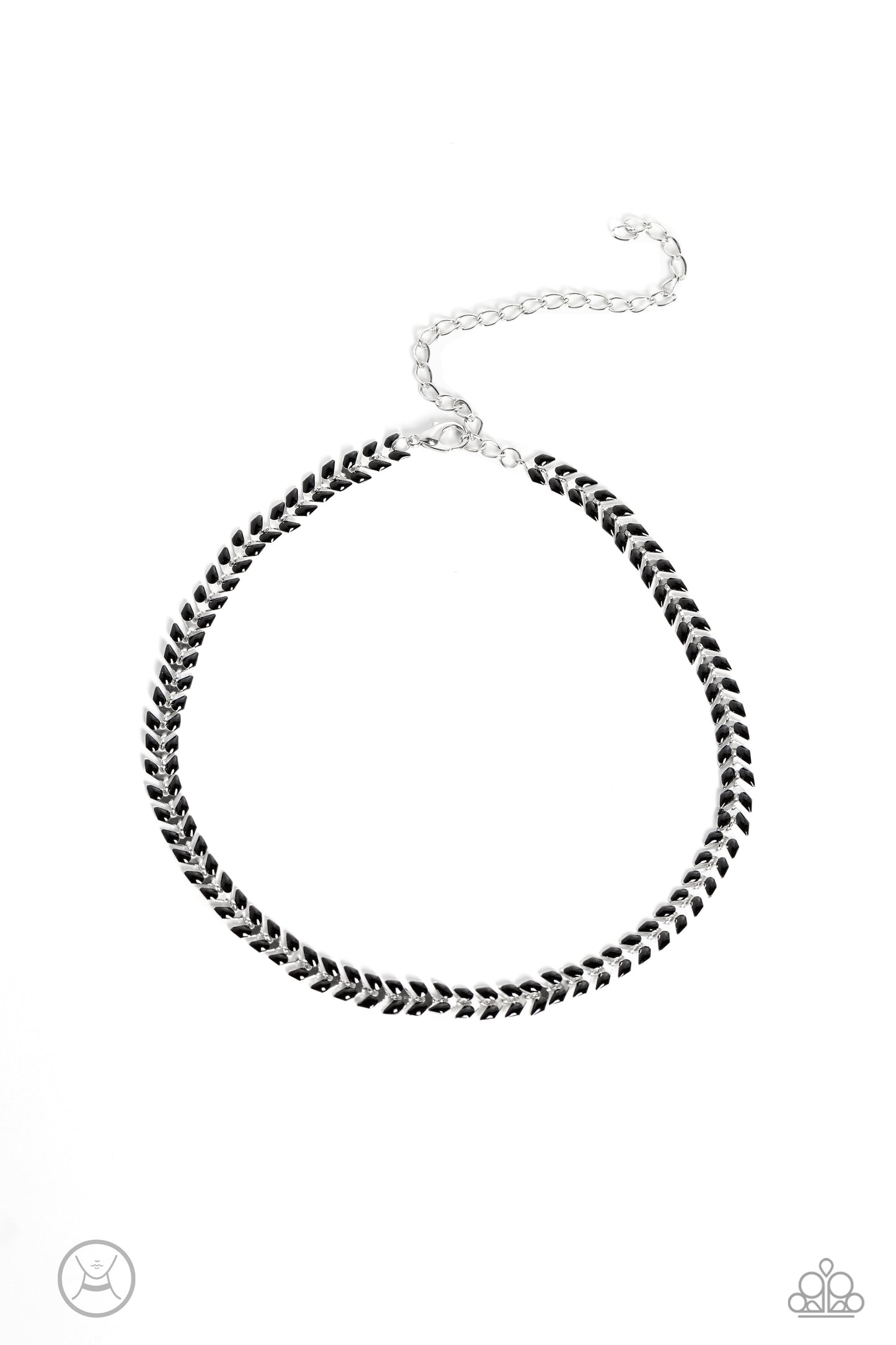Grecian Grace - Black Painted Bead Silver Choker Necklace