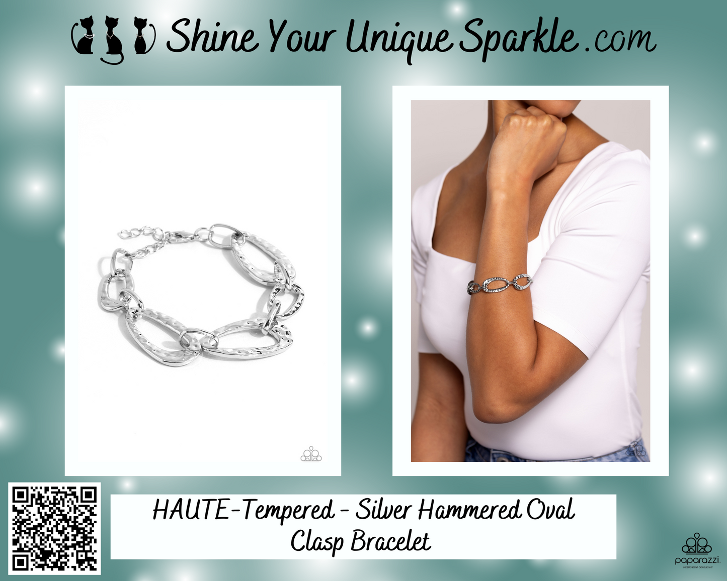HAUTE-Tempered - Silver Hammered Oval Clasp Bracelet