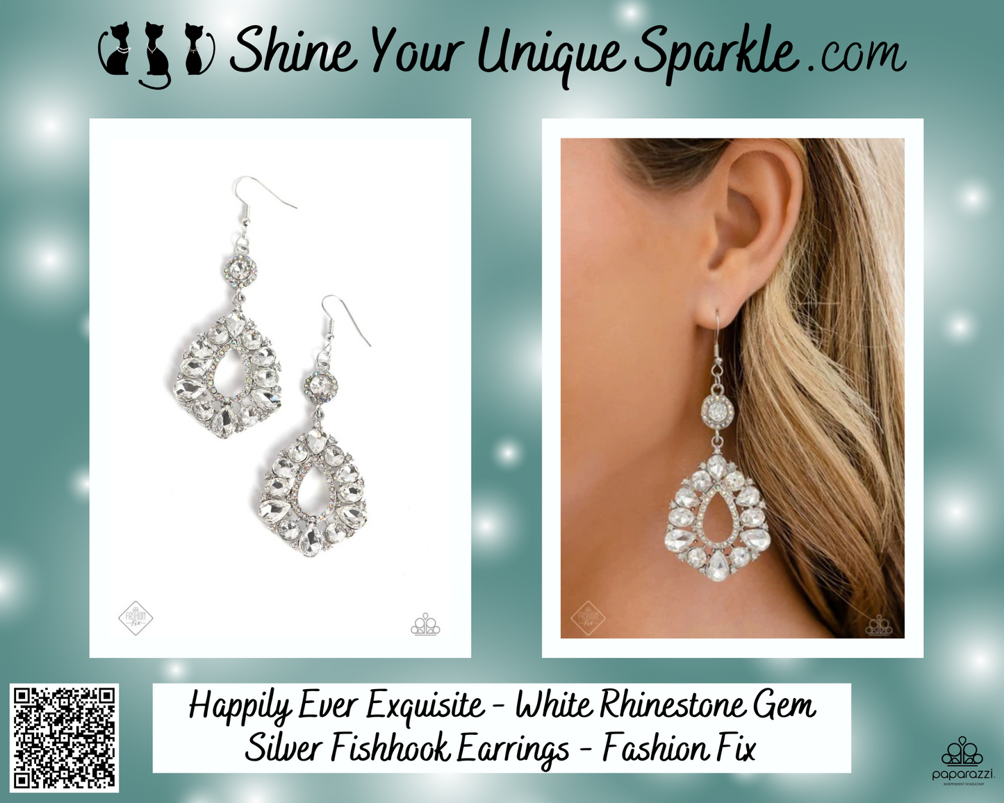 Happily Ever Exquisite - White Rhinestone Gem Silver Fishhook Earrings - Fashion Fix