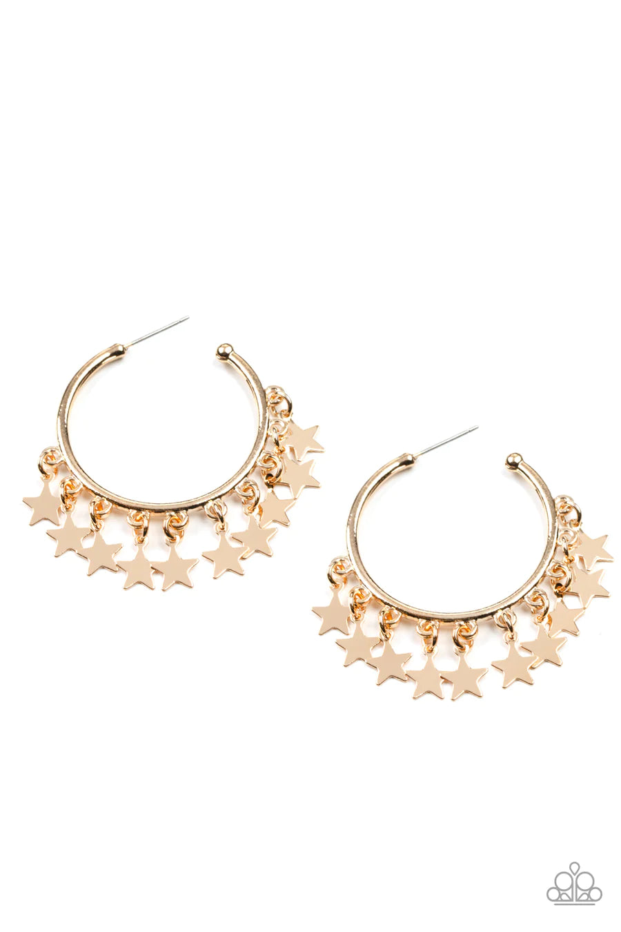 Happy Independence Day - Gold Star Hoop Post Earrings