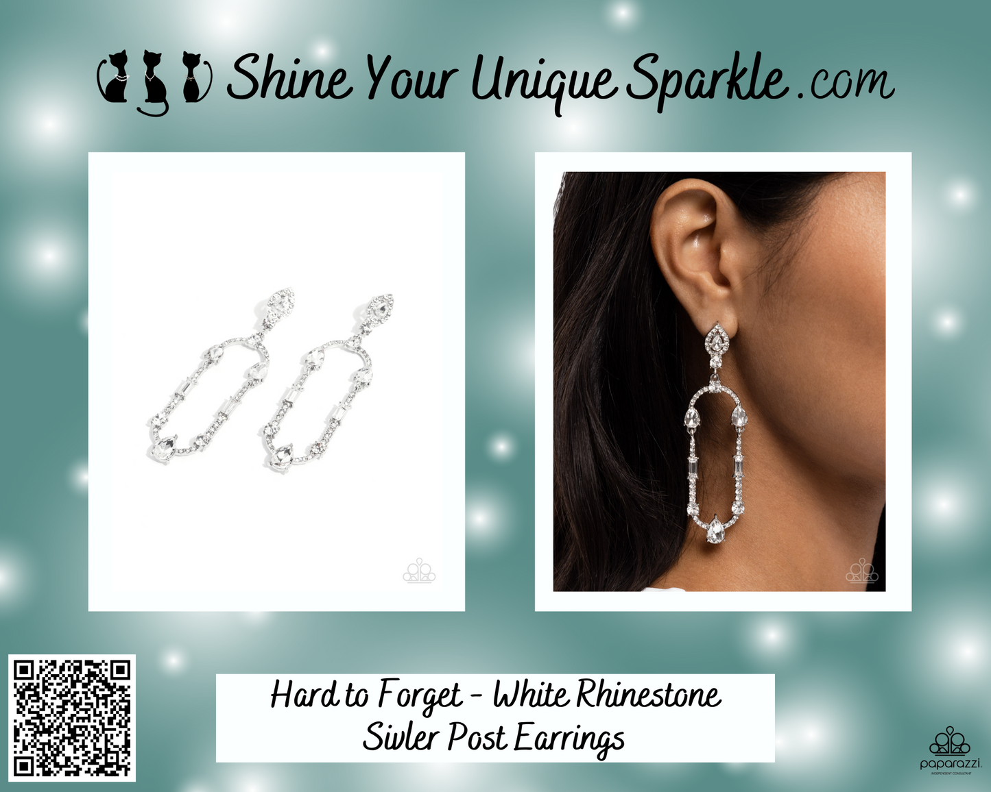 Hard to Forget - White Rhinestone Silver Post Earrings
