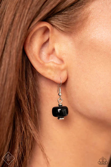 High-End Habitat - Black and White Stone Bead Silver Layered Short Necklace - Fashion Fix