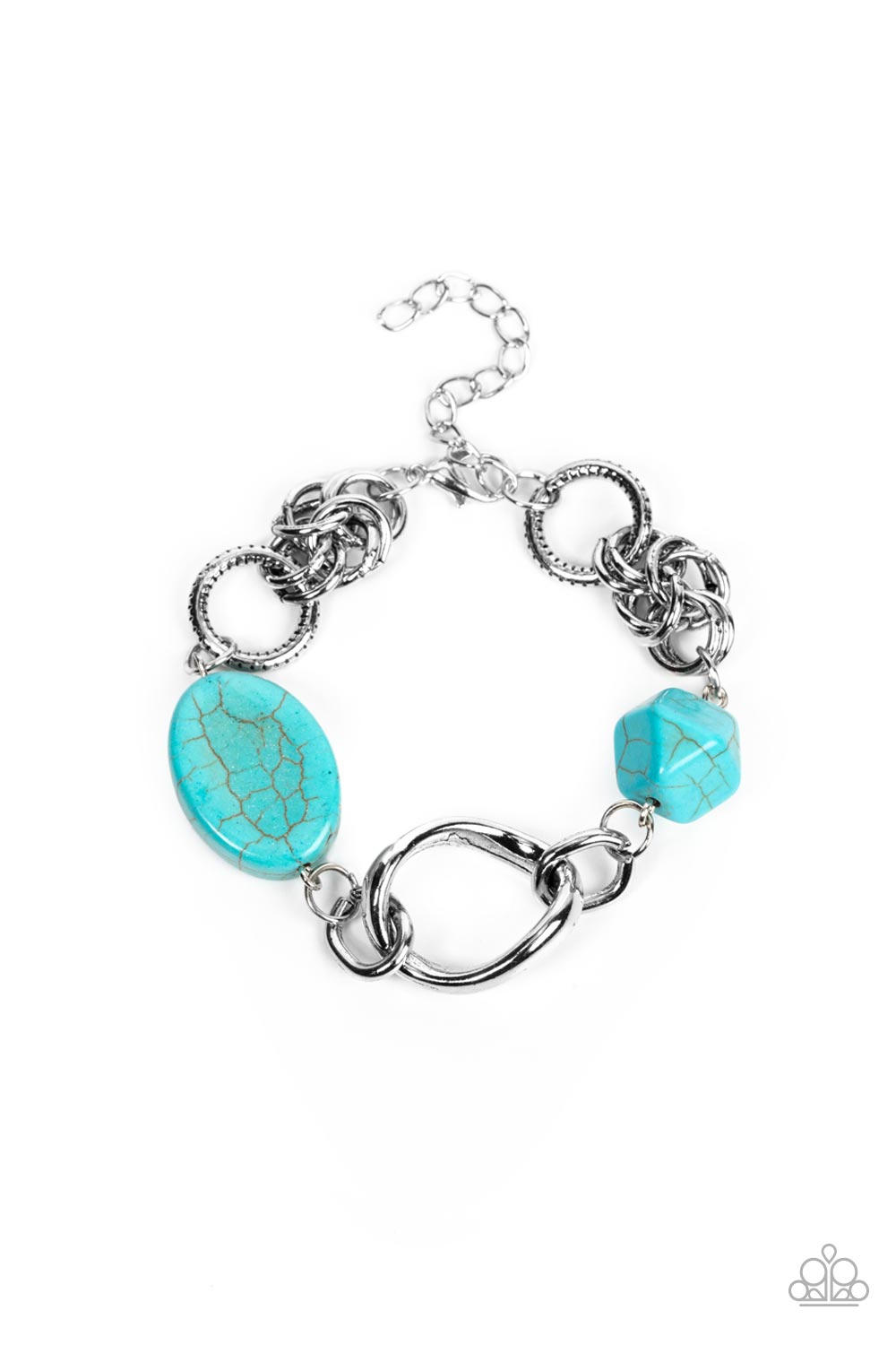 PERFECT MATCH / SET: Sonoran Solo - Blue Turquoise Crackle Bead Silver Short Necklace AND Hola, SONORA - Blue Turquoise Crackle Bead Stone Silver Clasp Bracelet