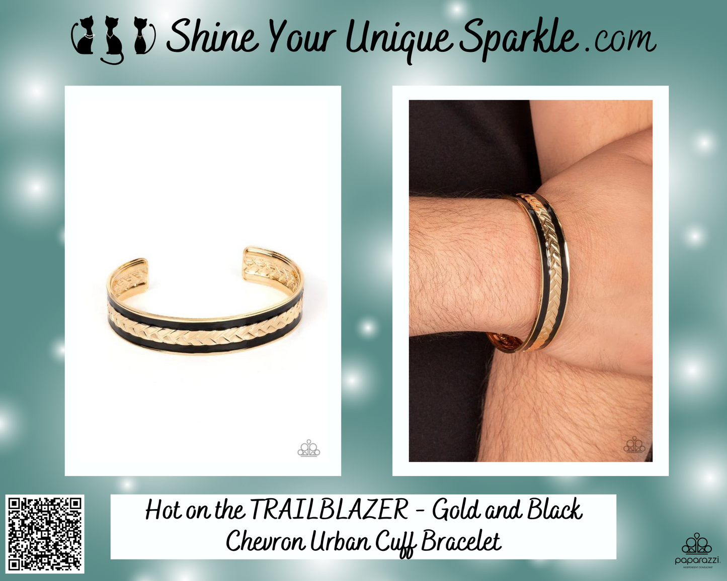 Hot on the TRAILBLAZER - Gold and Black Chevron Urban Cuff Bracelet
