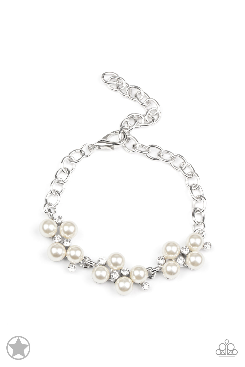 I Do - White Pearl and Rhinestone Clasp Bracelet