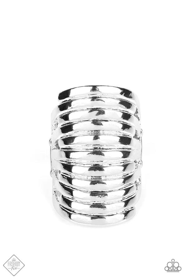 Imperial Glory - Silver Ripple Texture Ring - Fashion Fix