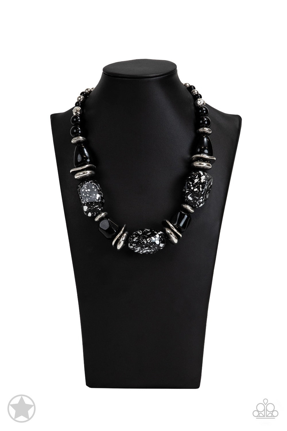 PERFECT MATCH / SET: In Good Glazes - Black Chunky Bead Blockbuster Short Necklace and Glaze of Glory - Black Chunky Bead Blockbuster Stretchy Bracelet