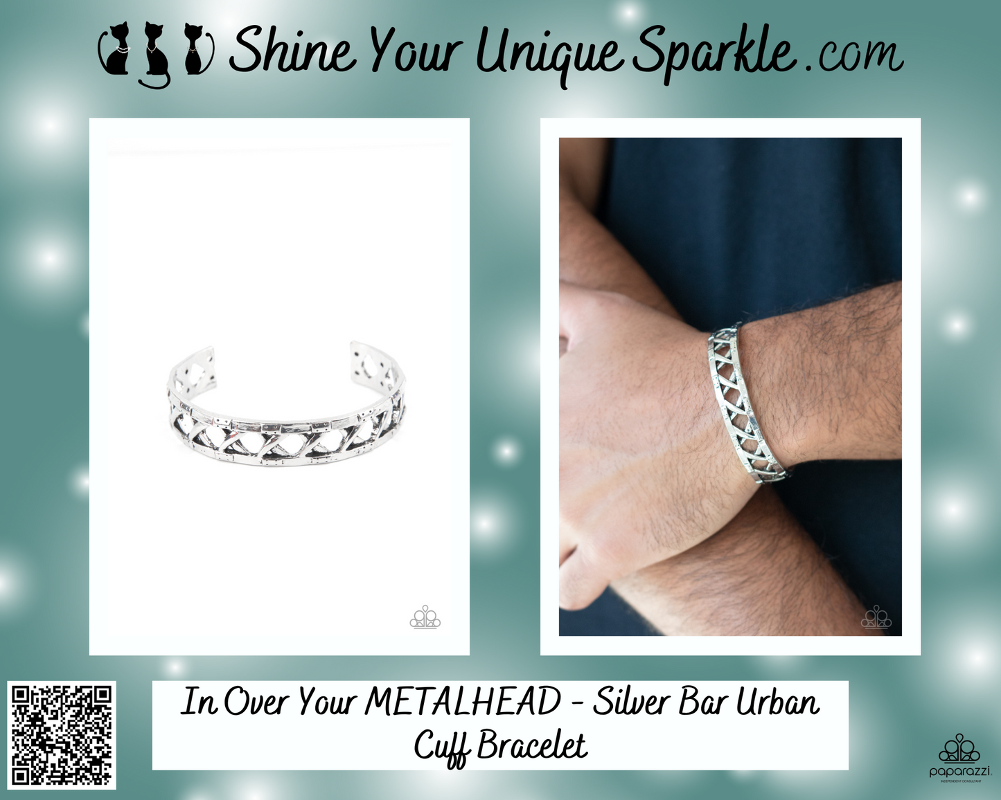 In Over Your METALHEAD - Silver Bar Urban Cuff Bracelet