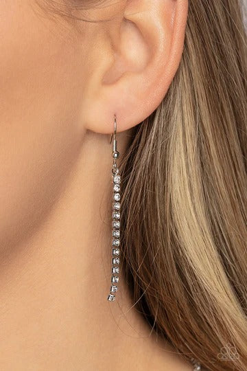 Infinitely Icy - White Rhinestone Y Silver Short Necklace