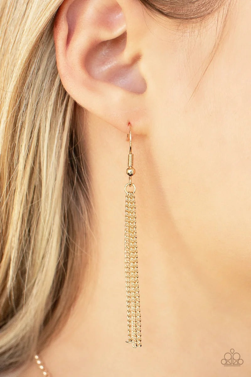 Interstellar Solstice - Gold Iridescent Gem Tassel Long Necklace