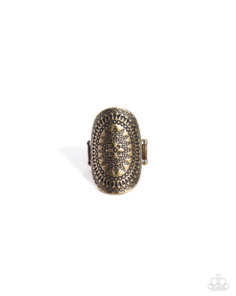 Island Influence - Brass Geometric Tribal Floral Patterns Ring