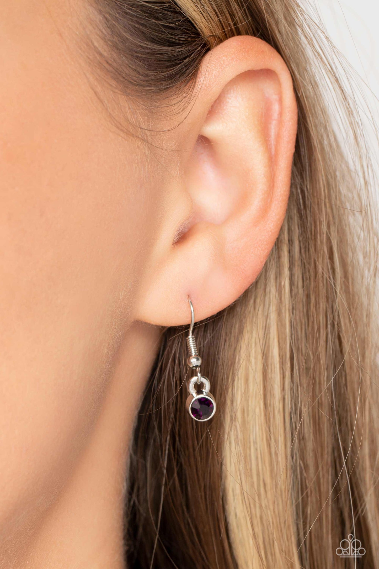 Kaleidoscope Charm - Purple Ombre Rhinestone Silver Short Necklace