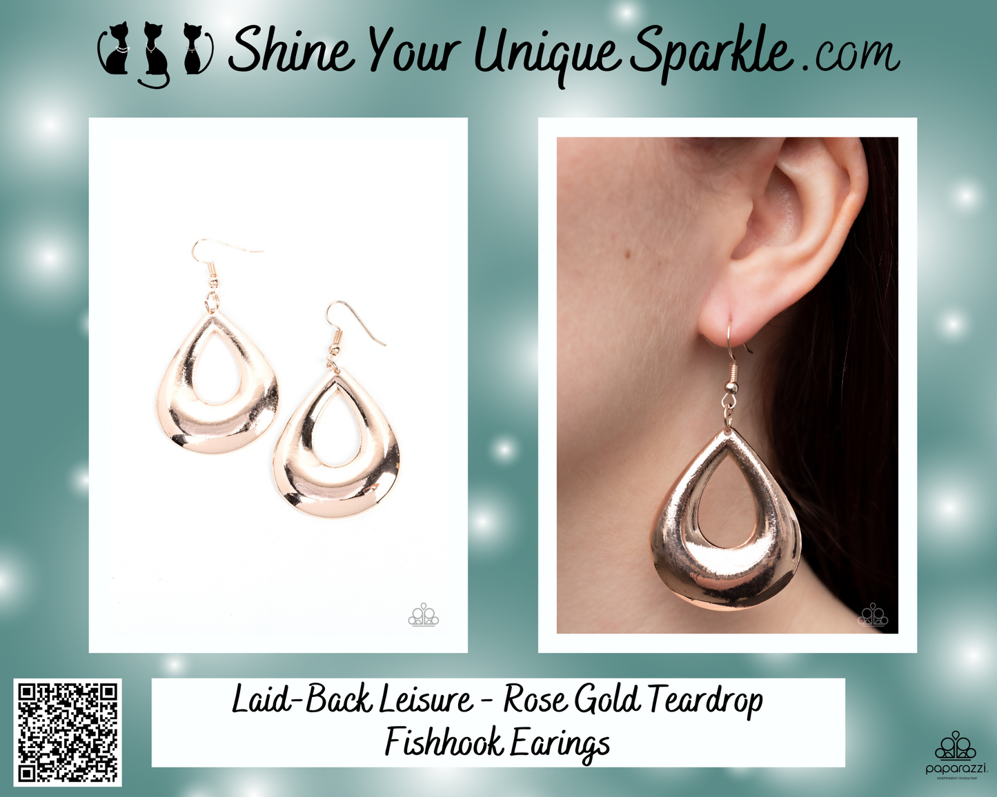 Laid-Back Leisure - Rose Gold Teardrop Fishhook Earings