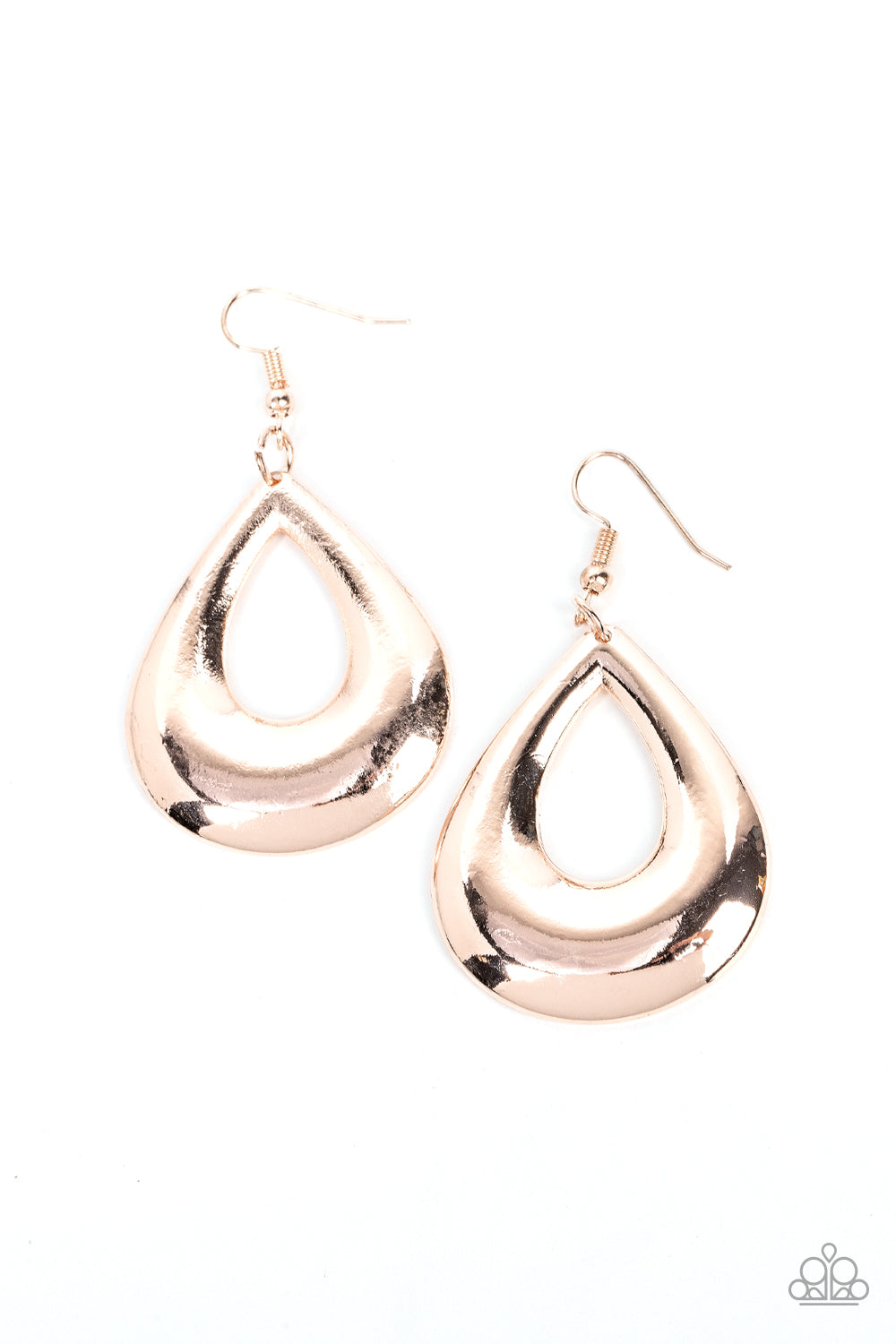 Laid-Back Leisure - Rose Gold Teardrop Fishhook Earings